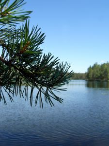 Erholung vom Trekking an einem finnischen See
